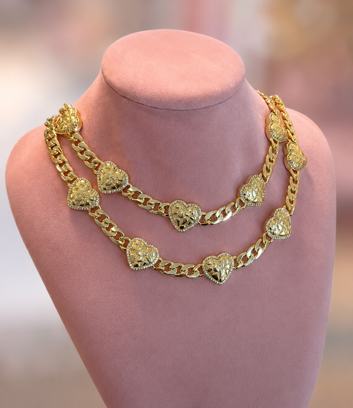 The Diamond Nugget Heart Chain